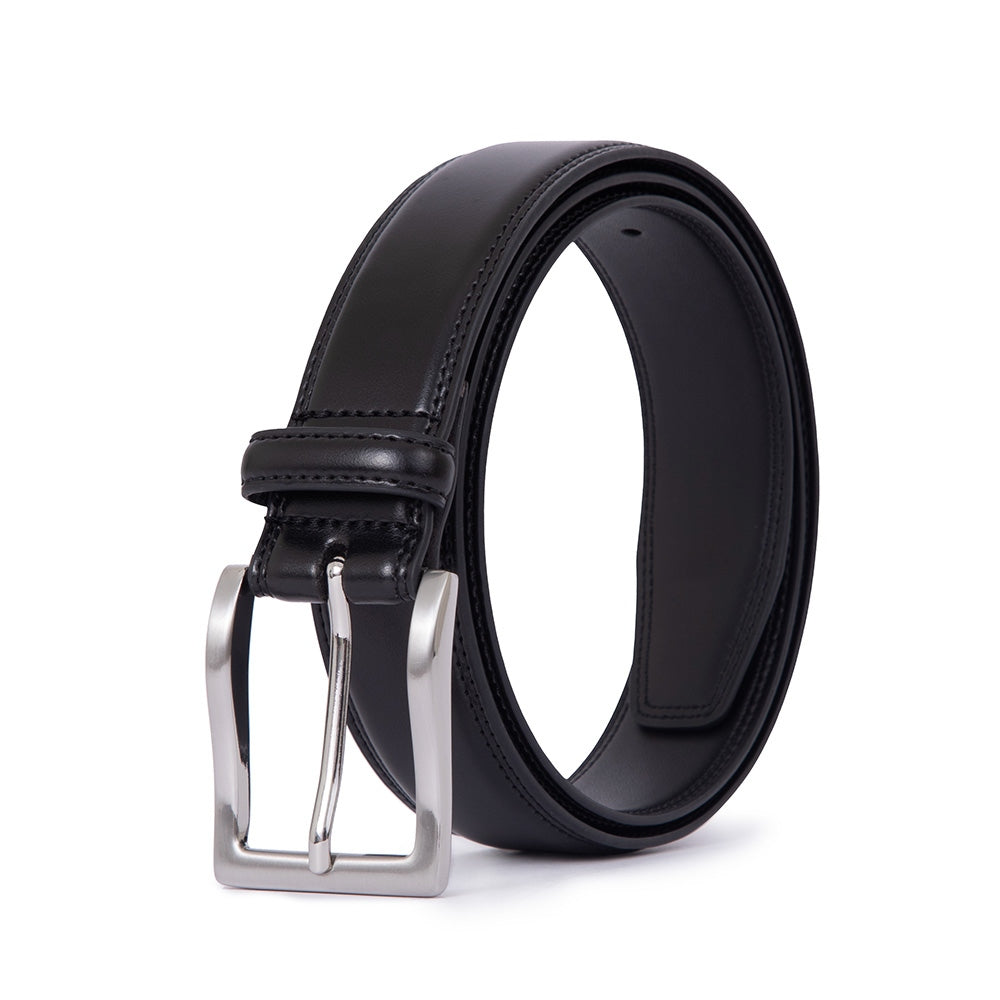 Single Prong Buckle Business Leather Belt for Men