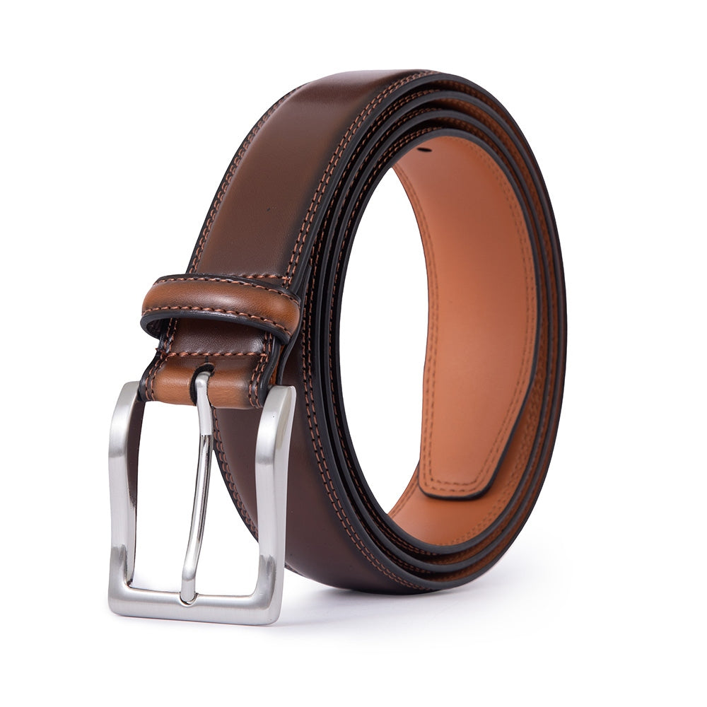 Single Prong Buckle Business Leather Belt for Men