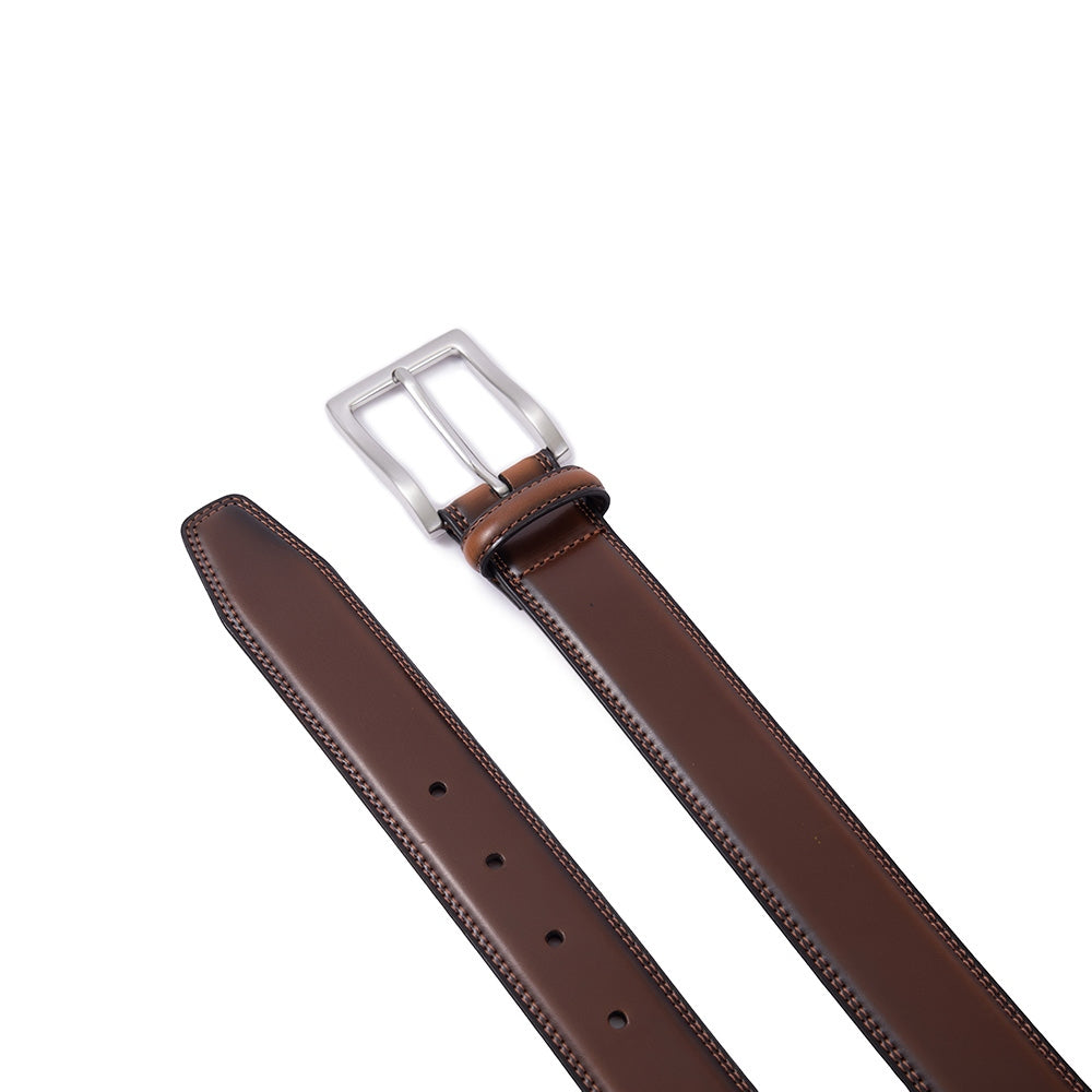 Single Prong Buckle Business Leather Belt for Men