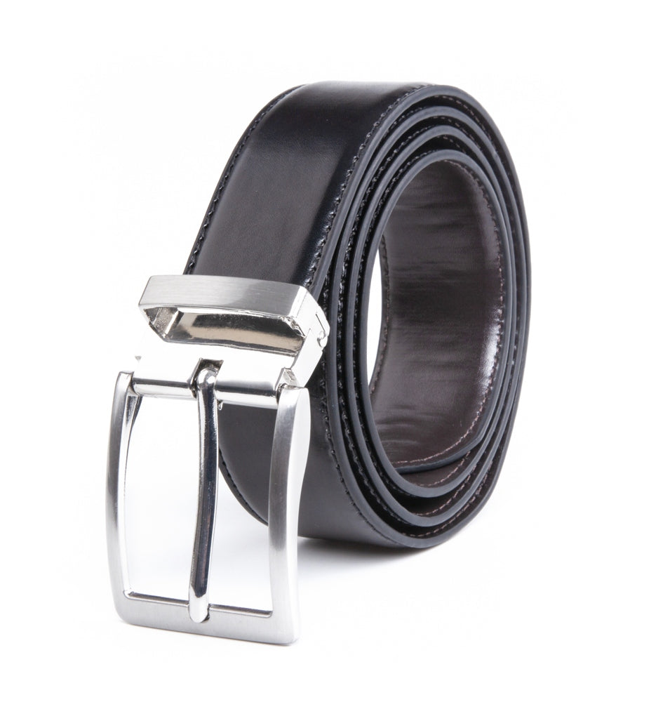 Reversible Color-Changing Rotating Pin Buckle Glossy PU Men's Belt