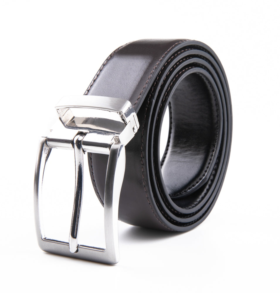 Reversible Color-Changing Rotating Pin Buckle Glossy PU Men's Belt