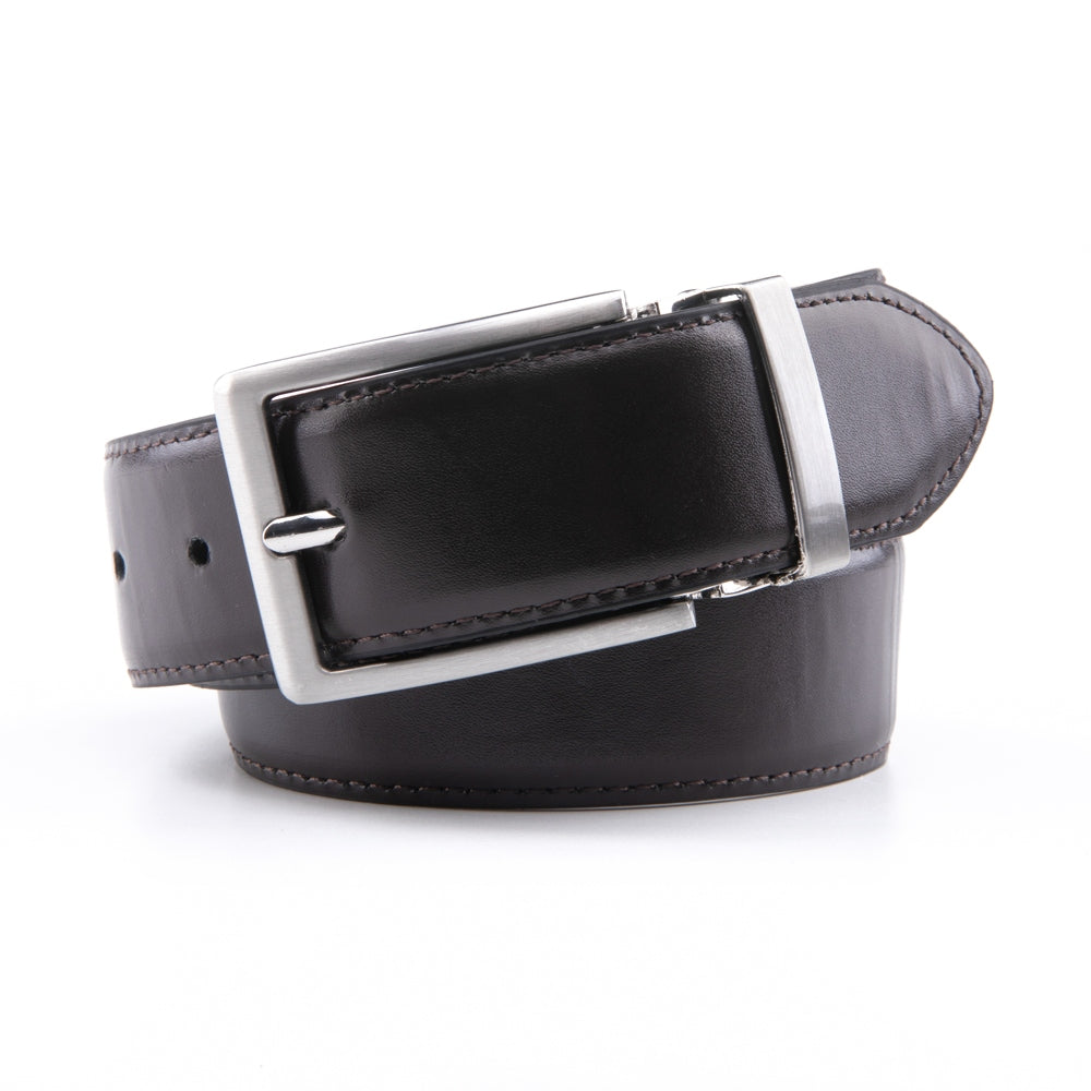Reversible Color-Changing Rotating Pin Buckle Glossy PU Men's Belt