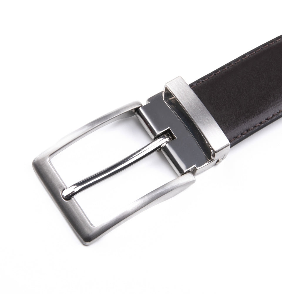 Reversible Color-Changing Rotating Pin Buckle Glossy PU Men's Belt