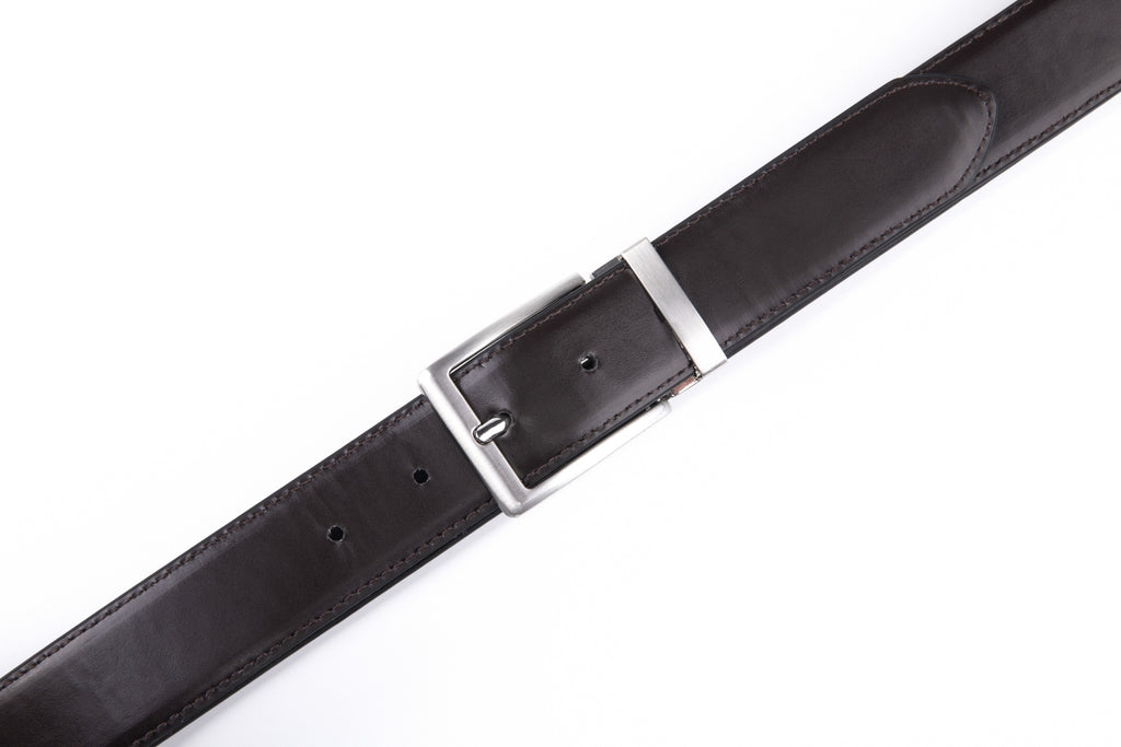 Reversible Color-Changing Rotating Pin Buckle Glossy PU Men's Belt