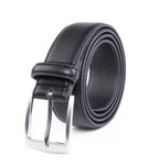 Men's Classic Leather Belt – Brushed Nickel Pin Buckle Business Casual Belt