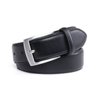Men's Classic Leather Belt – Brushed Nickel Pin Buckle Business Casual Belt