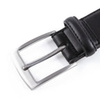 Men's Classic Leather Belt – Brushed Nickel Pin Buckle Business Casual Belt