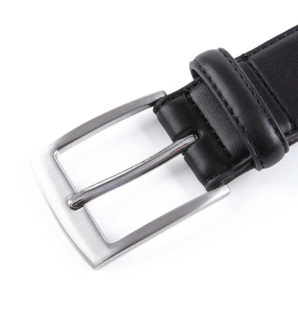 Men's Classic Leather Belt – Brushed Nickel Pin Buckle Business Casual Belt