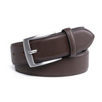Men's Classic Leather Belt – Brushed Nickel Pin Buckle Business Casual Belt