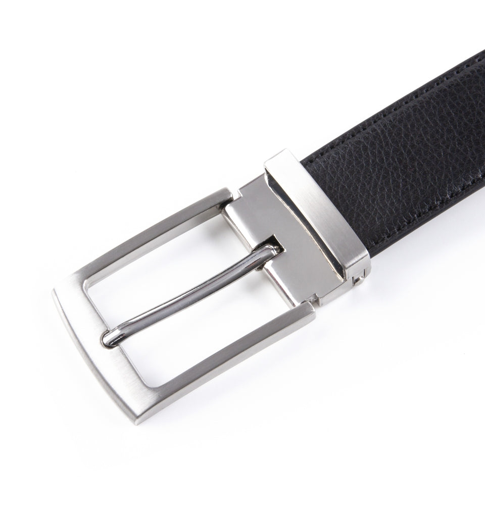 Reversible Color-Changing Rotating Pin Buckle Pebbled Grain PU Men's Belt