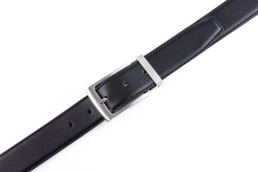 Reversible Color-Changing Rotating Pin Buckle Pebbled Grain PU Men's Belt