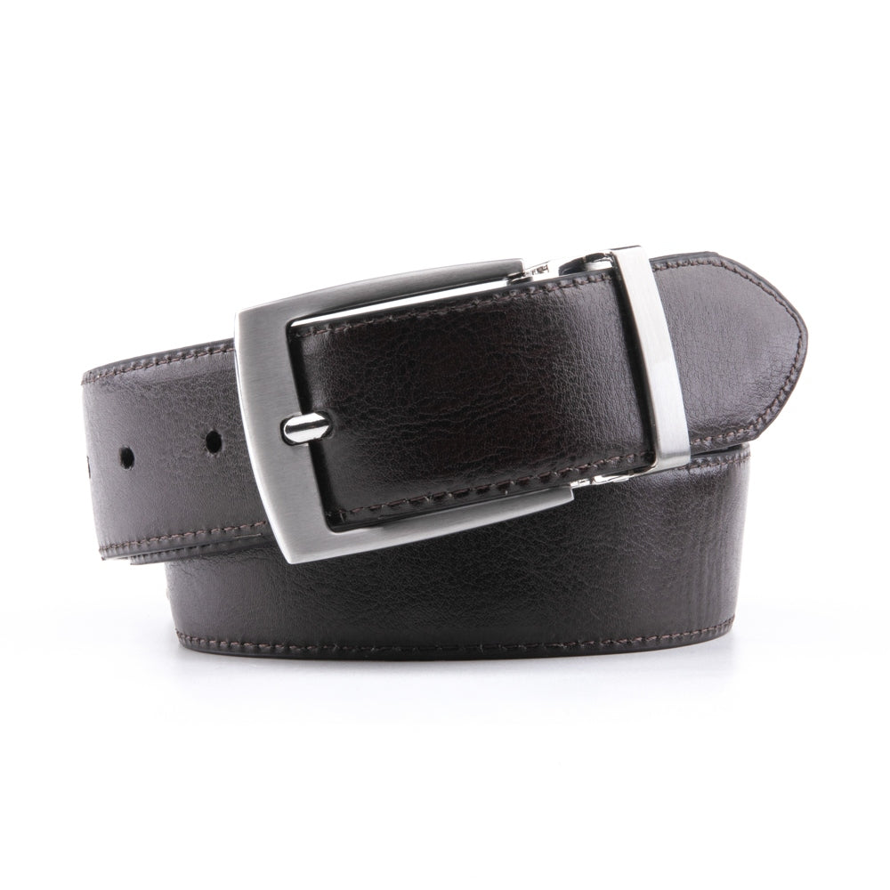 Reversible Color-Changing Rotating Pin Buckle Pebbled Grain PU Men's Belt