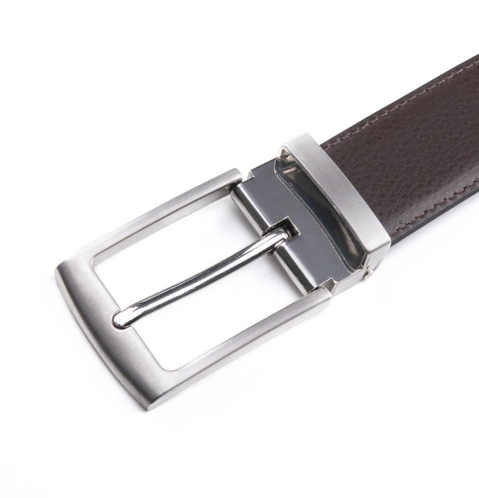 Reversible Color-Changing Rotating Pin Buckle Pebbled Grain PU Men's Belt