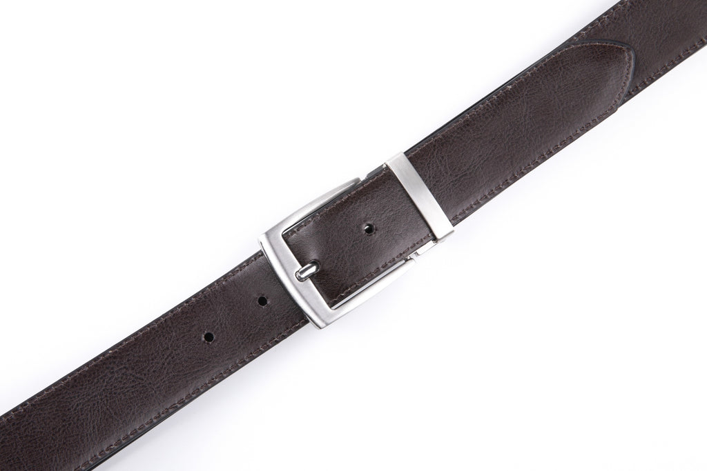 Reversible Color-Changing Rotating Pin Buckle Pebbled Grain PU Men's Belt