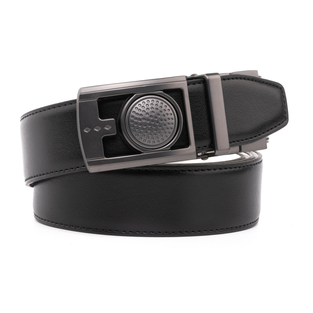 Men's Reversible Golf Belt – Two-Tone Leather Belt with Magnetic Ball Markers