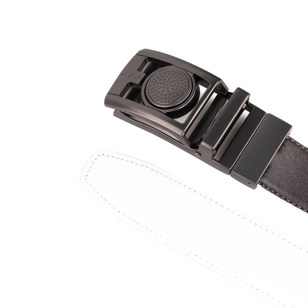 Men's Reversible Golf Belt – Two-Tone Leather Belt with Magnetic Ball Markers