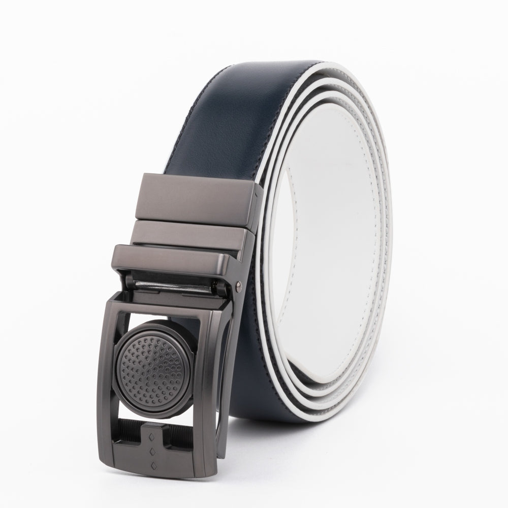 Men's Reversible Golf Belt – Two-Tone Leather Belt with Magnetic Ball Markers