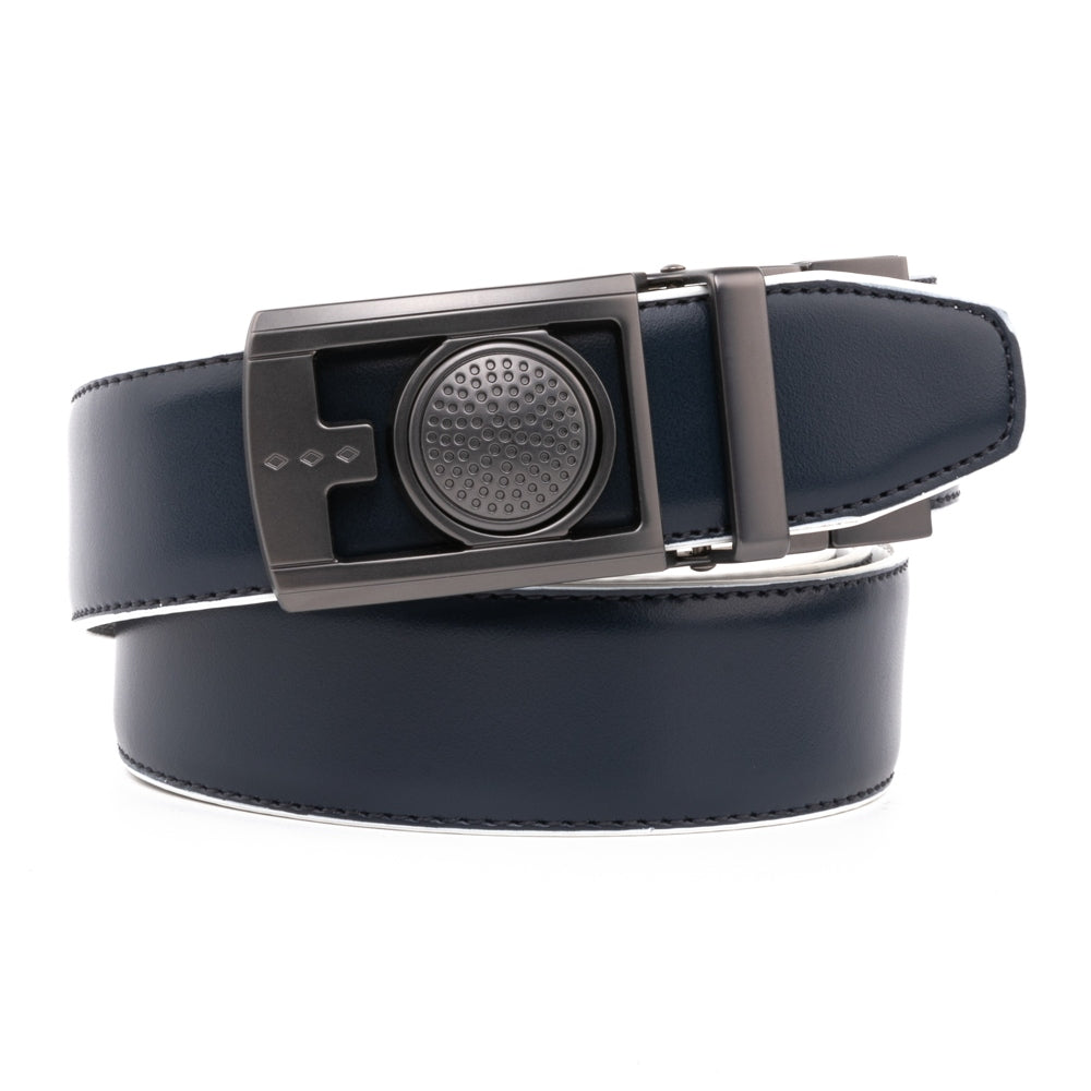 Men's Reversible Golf Belt – Two-Tone Leather Belt with Magnetic Ball Markers