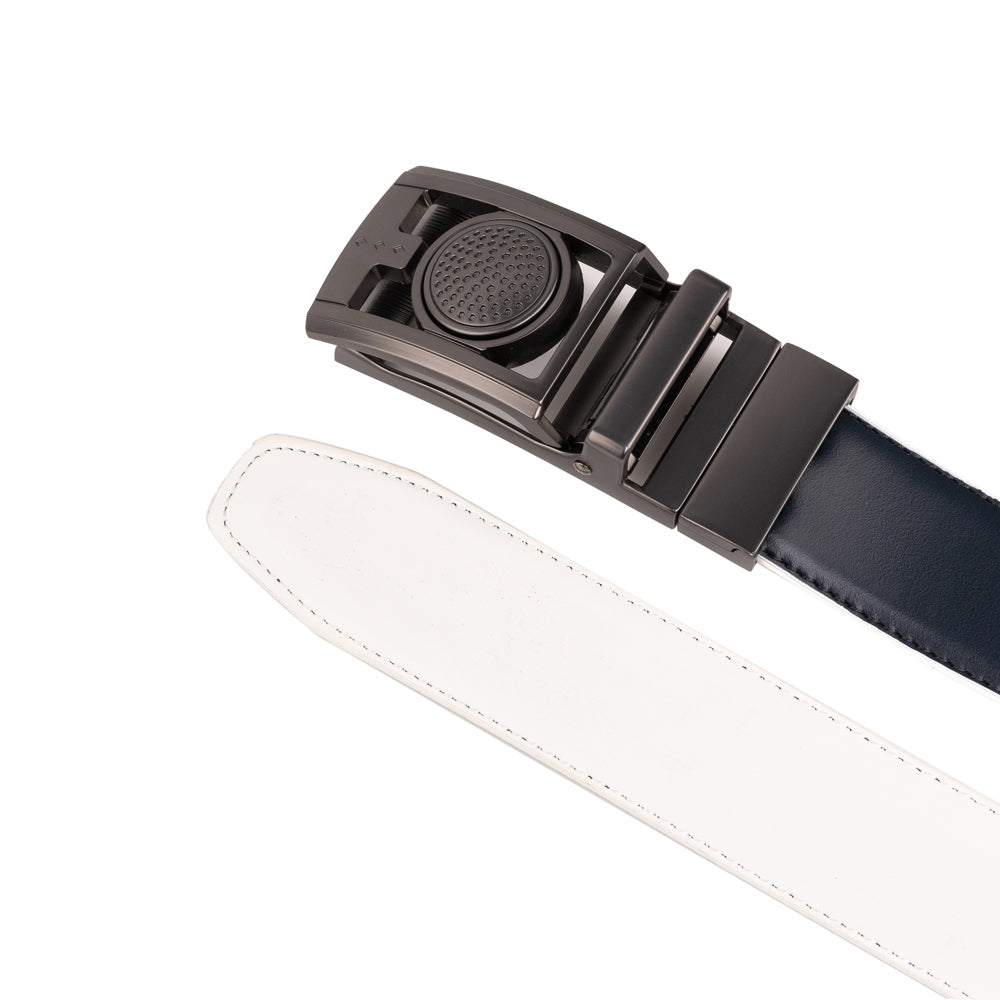 Men's Reversible Golf Belt – Two-Tone Leather Belt with Magnetic Ball Markers