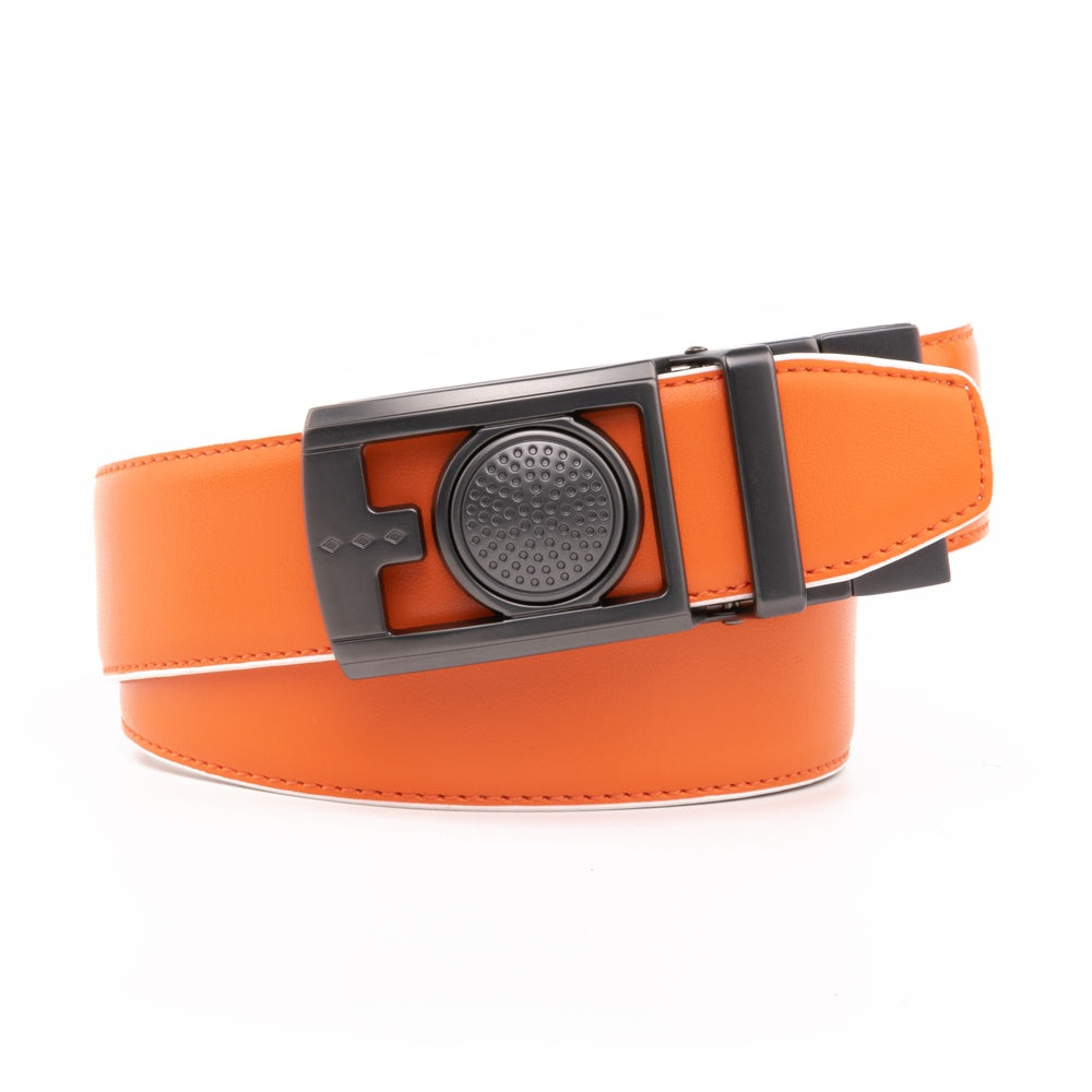 Men's Reversible Golf Belt – Two-Tone Leather Belt with Magnetic Ball Markers