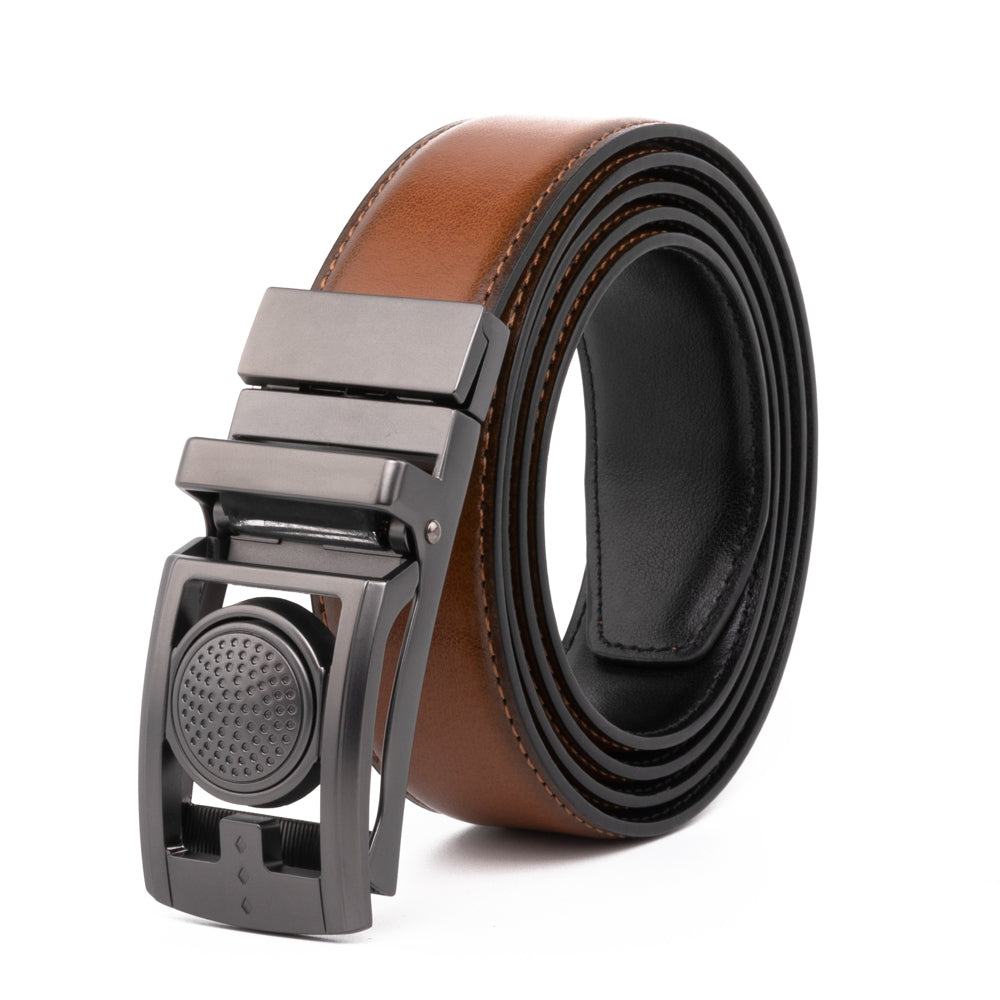 Men's Reversible Golf Belt – Two-Tone Leather Belt with Magnetic Ball Markers