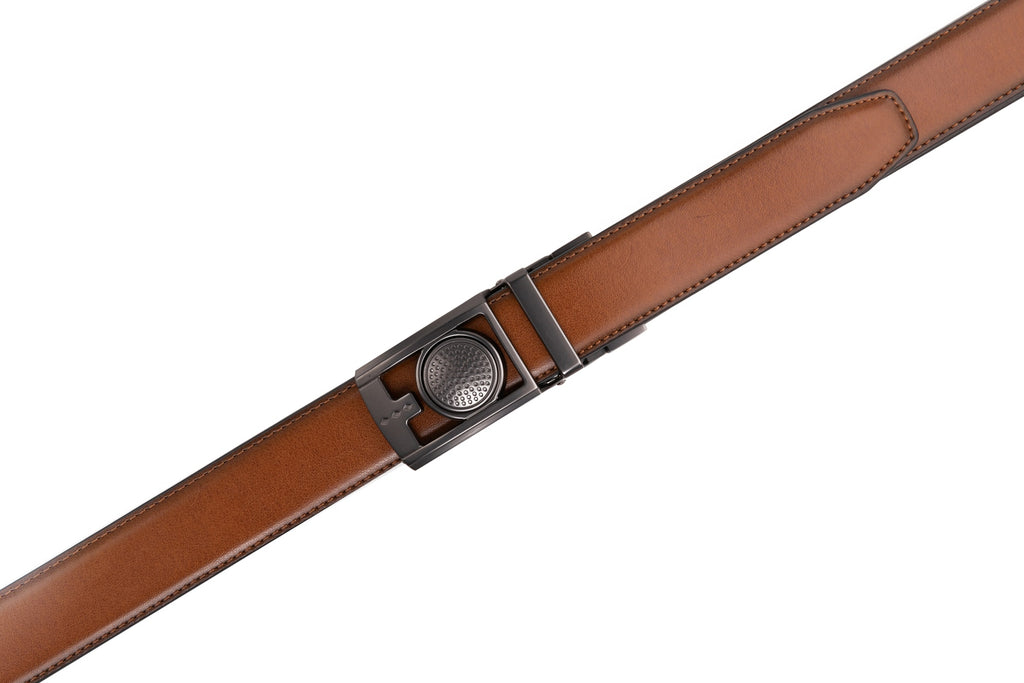 Men's Reversible Golf Belt – Two-Tone Leather Belt with Magnetic Ball Markers