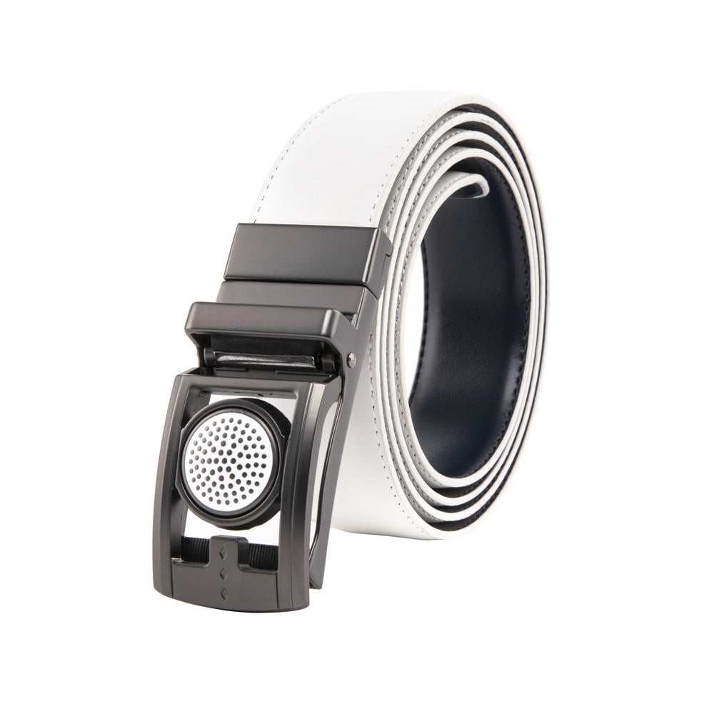 Men's Reversible Golf Belt – Two-Tone Leather Belt with Magnetic Ball Markers