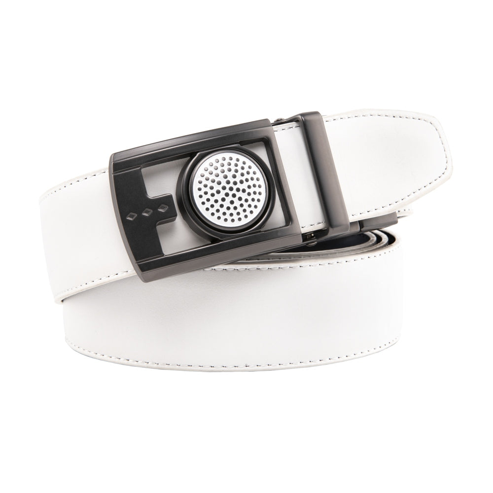Men's Reversible Golf Belt – Two-Tone Leather Belt with Magnetic Ball Markers