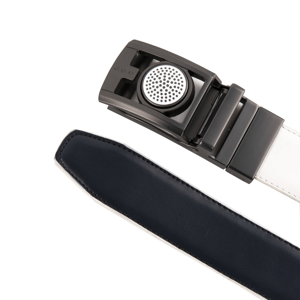 Men's Reversible Golf Belt – Two-Tone Leather Belt with Magnetic Ball Markers