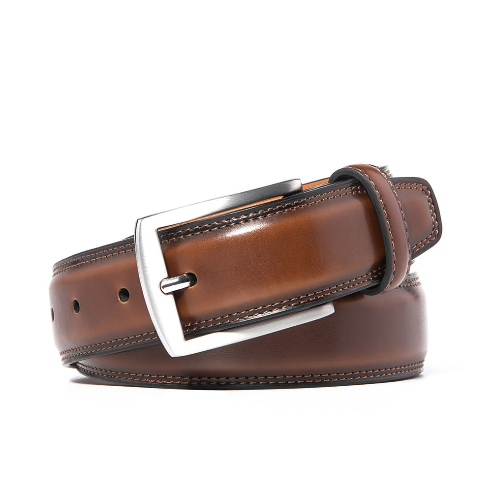 Men's Classic Leather Pin Buckle Belt – Business Casual Everyday Belt-Burnt Umber
