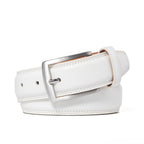 Men's Classic Leather Pin Buckle Belt – Business Casual Everyday Belt - White