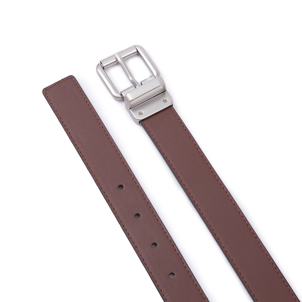Men's Reversible Leather Belt – Slim Rotating Buckle Dress & Business Casual Belt