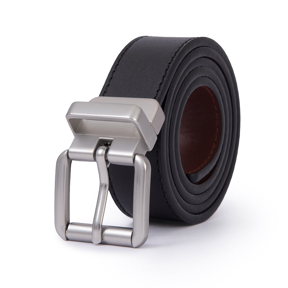 Men's Reversible Leather Belt – Slim Rotating Buckle Dress & Business Casual Belt