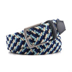 Stretch Woven Belt – Elastic Casual Belt with Leather Trim (B)