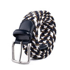 Stretch Woven Belt – Elastic Casual Belt with Leather Trim (B)