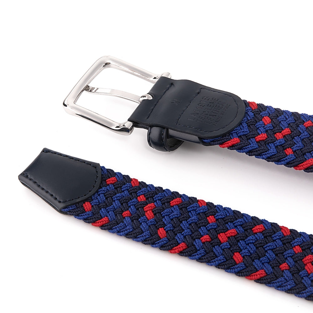 Stretch Woven Belt – Elastic Casual Belt with Leather Trim (B)