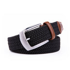 Stretch Woven Belt – Elastic Casual Belt with Leather Trim