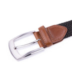 Stretch Woven Belt – Elastic Casual Belt with Leather Trim