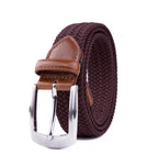 Stretch Woven Belt – Elastic Casual Belt with Leather Trim