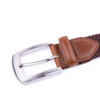 Stretch Woven Belt – Elastic Casual Belt with Leather Trim
