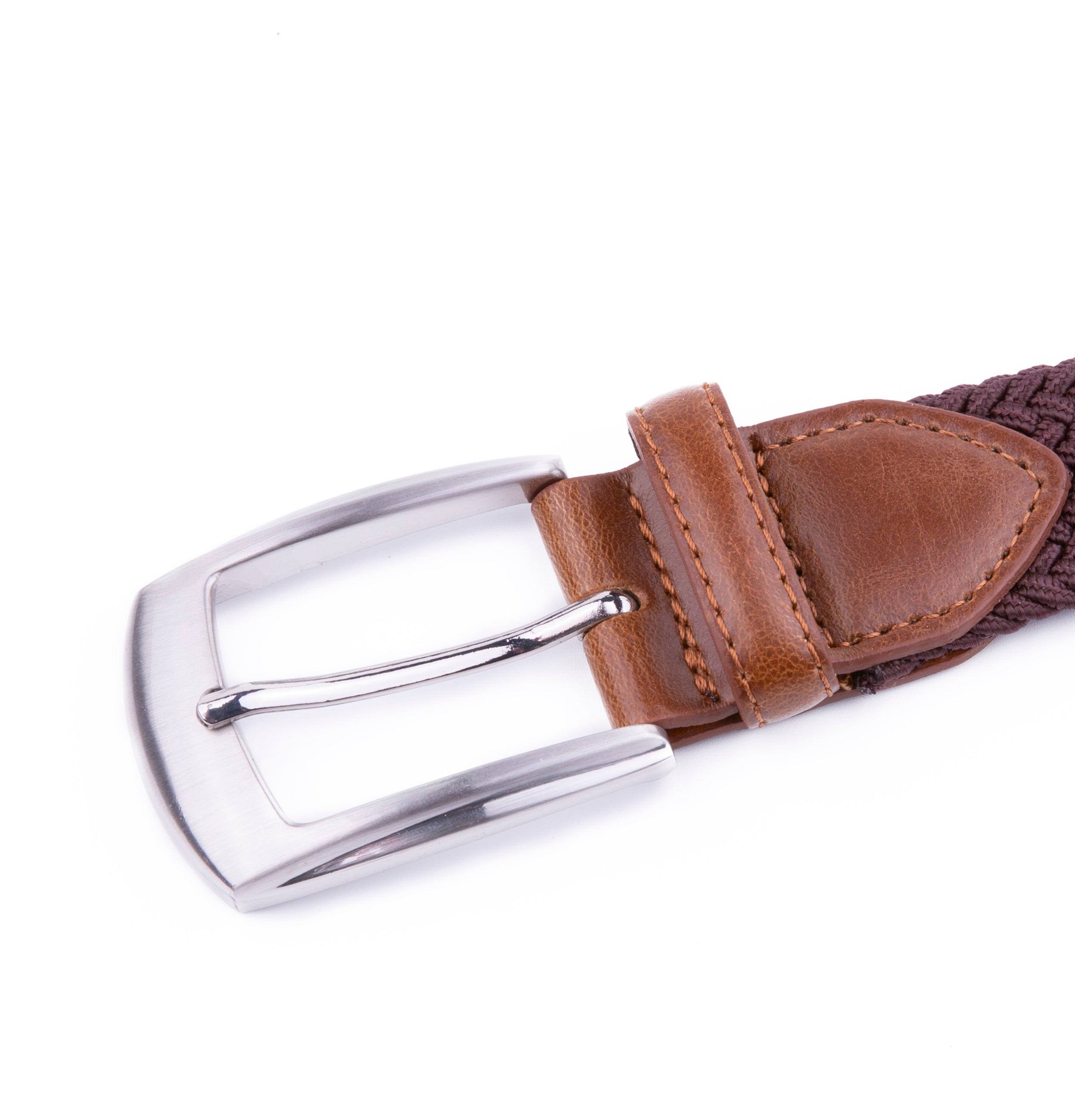 Stretch Woven Belt – Elastic Casual Belt with Leather Trim