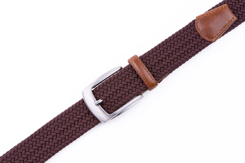 Stretch Woven Belt – Elastic Casual Belt with Leather Trim
