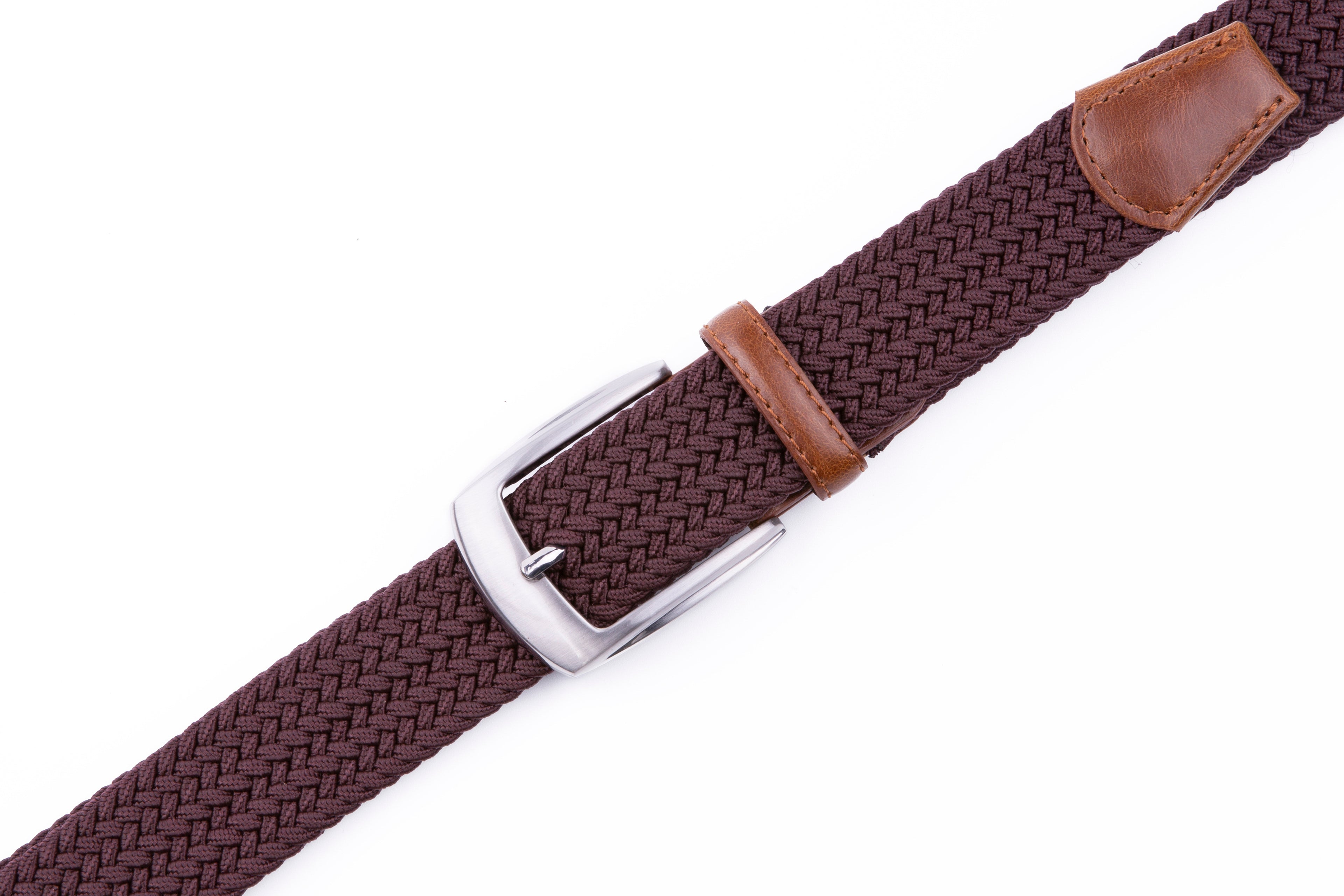 Stretch Woven Belt – Elastic Casual Belt with Leather Trim