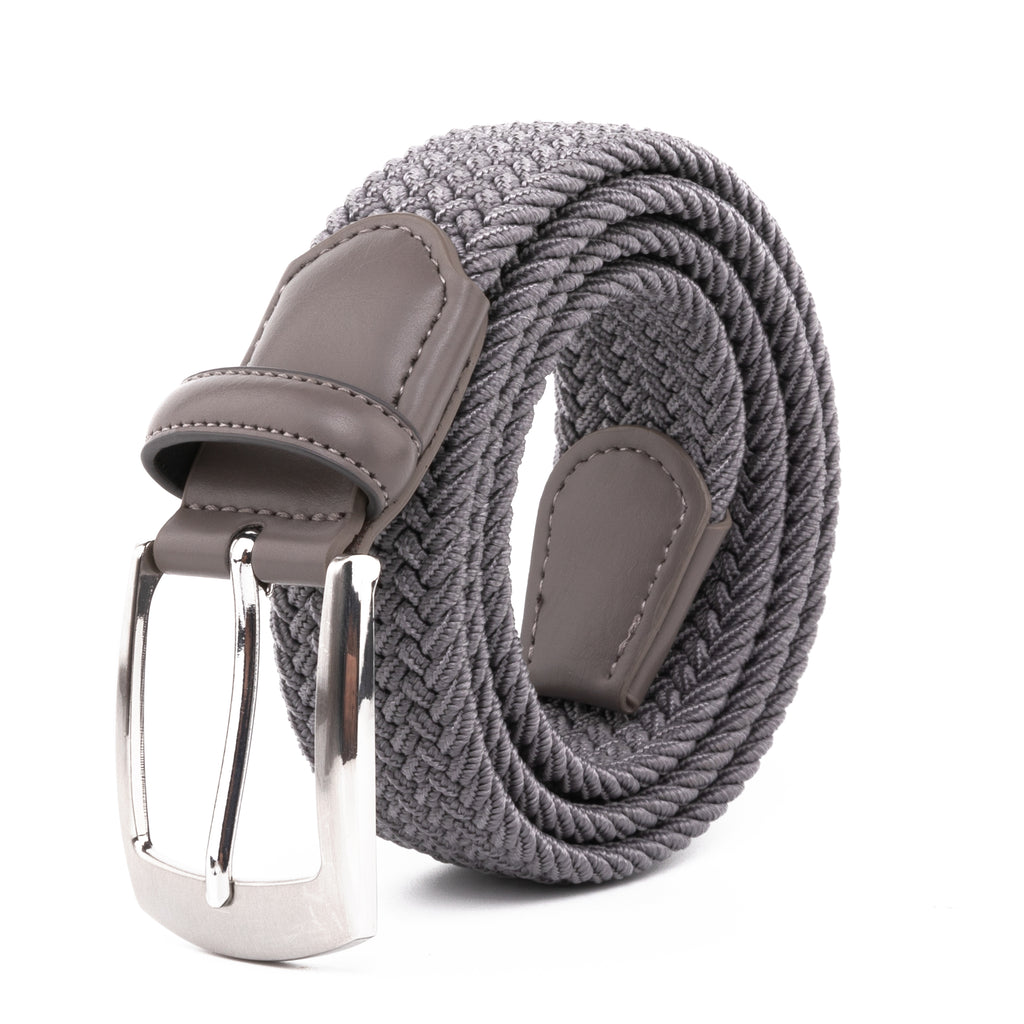 Stretch Woven Belt – Elastic Casual Belt with Leather Trim