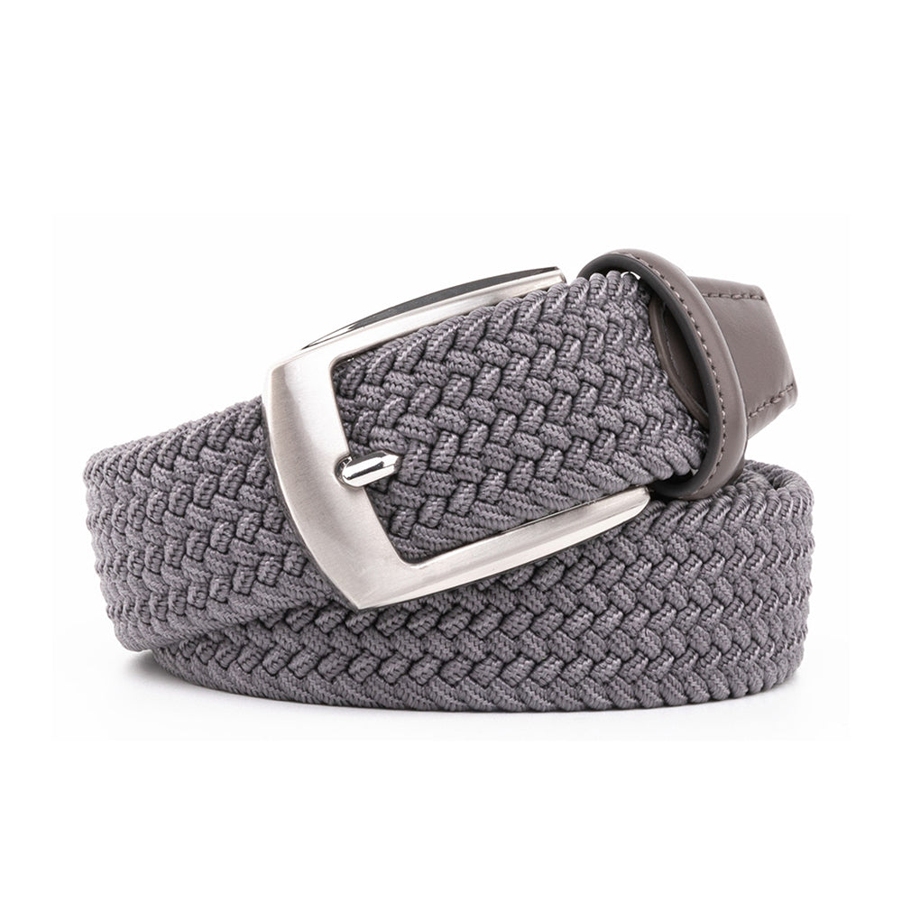 Stretch Woven Belt – Elastic Casual Belt with Leather Trim