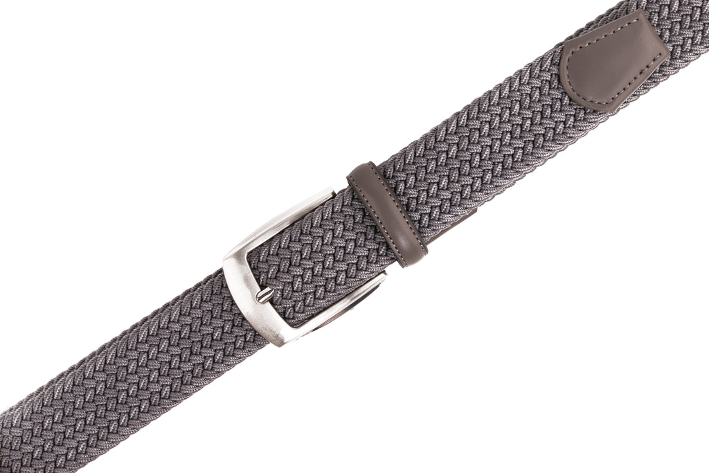 Stretch Woven Belt – Elastic Casual Belt with Leather Trim