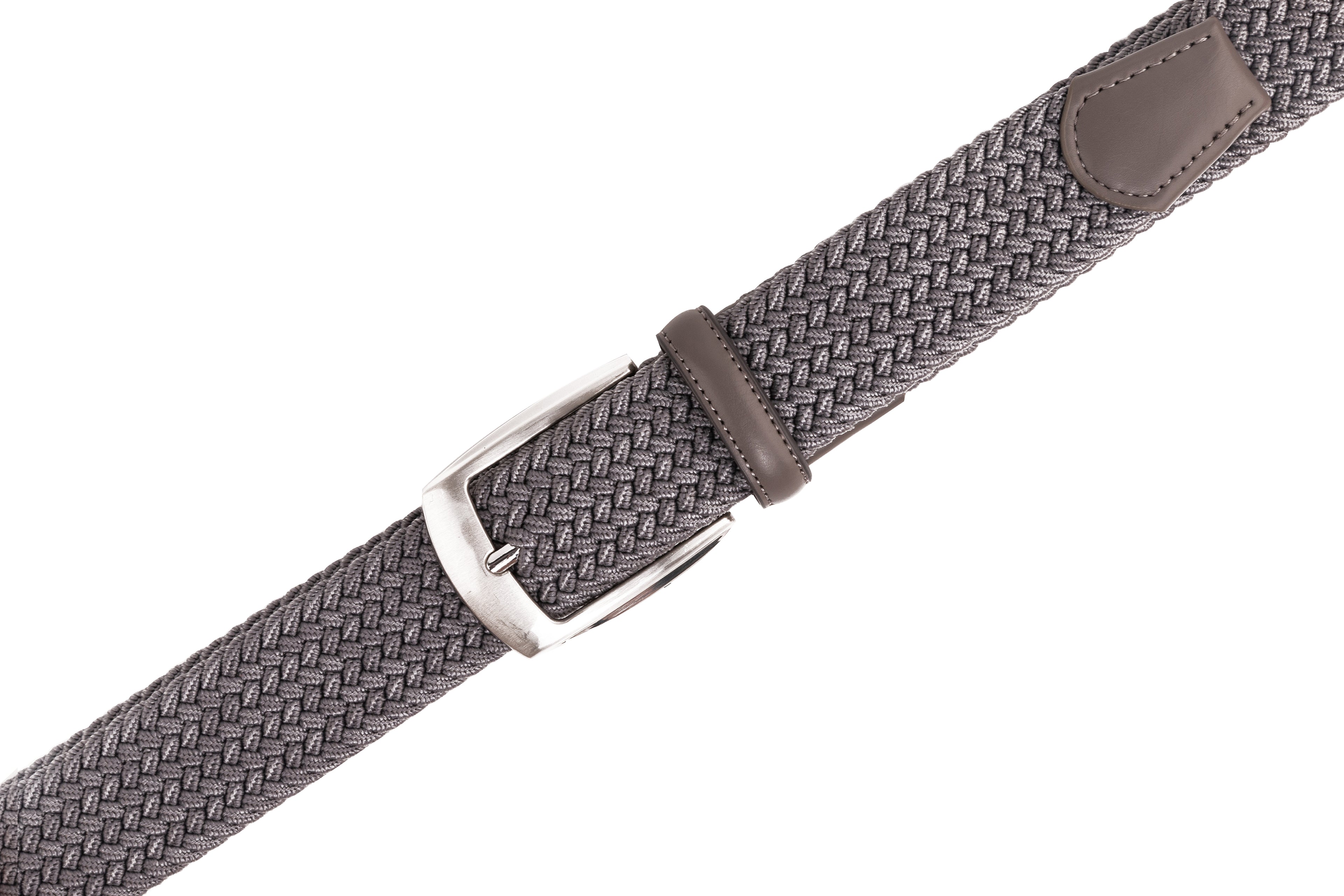 Stretch Woven Belt – Elastic Casual Belt with Leather Trim