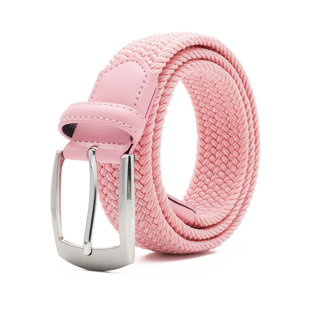 Stretch Woven Belt – Elastic Casual Belt with Leather Trim