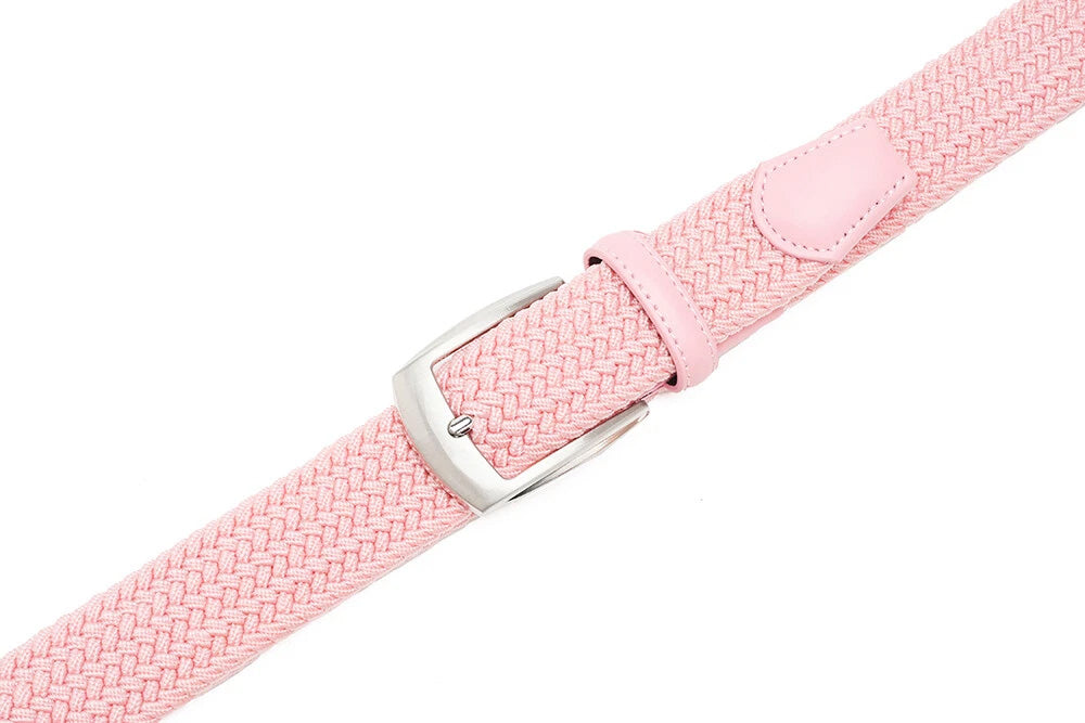 Stretch Woven Belt – Elastic Casual Belt with Leather Trim