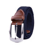 Stretch Woven Belt – Elastic Casual Belt with Leather Trim
